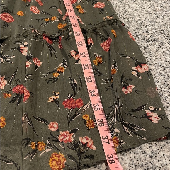 Anthropologie Drew Green Floral Chiffon Smocked High Neck Long Sleeve Dress - Picture 11 of 14